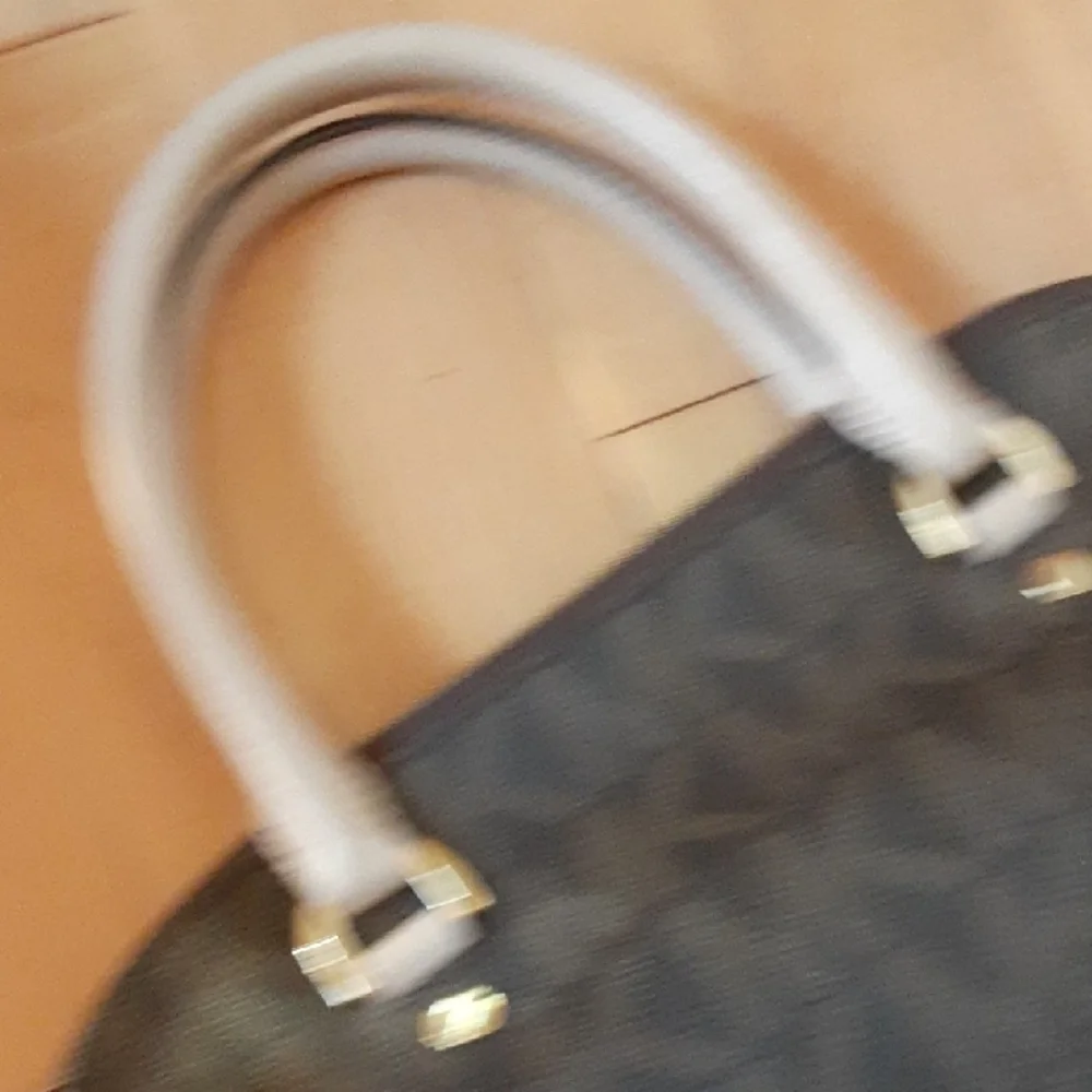 MICHAEL KORS Brown/Black Signature Dome Satchel with Taupe Handles